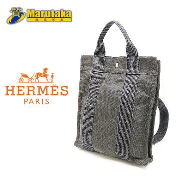 エルメス エールラインアドPM バックパック リュック バッグ キャンバス グレー ブラック 軽い HERMES 逸品質屋 丸高【中古】【送料無料】