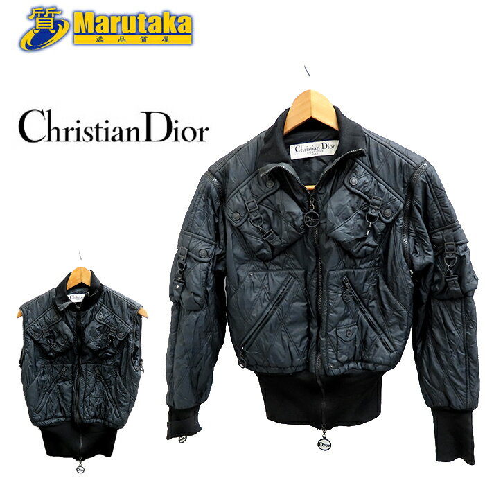 ディオール パラシュート ジャケット USA:6 日本サイズ：約M MA-1 2WAY ブラック キルティング ベスト ヴィンテージ Cristian Dior Vintage Parachute Jacket 4A12127924 服 衣類 レディース アパレル アウター 袖着脱 逸品質屋 丸高 尼崎 a23k429-7 【中古】【送料無料】