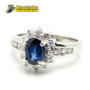 サファイア ダイヤ リング Pt900 S0.83ct D0.28ct #12.5 5.7g 鑑別書 宝石 ジュエリー アクセサリー 逸品質屋 丸高甲子園店 10r121-3【中古】【送料無料】
