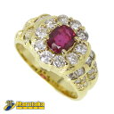 K18 1.12ct ルビー ダイヤモンド リング 14.5号 鑑別書付 指輪 イエローゴールド 逸品質屋 丸高 19r122-2【中古】【送料無料】