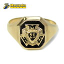 カレッジリング 19.5号 10K College Ring ゴールド×ブラック メンズ リング 指輪 金×黒 シグネットリング 21k314-5【中古】【送料無料】