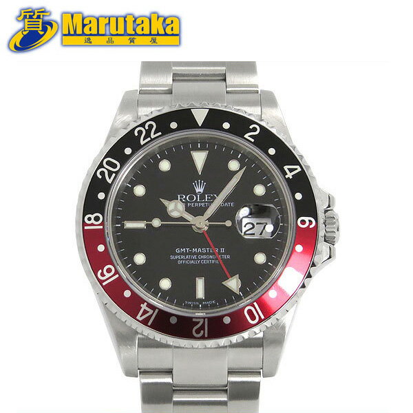 ロレックス ROLEX 16710 GMTマスターII 赤黒ベゼル Z番(2006年頃) Cal.3185 ブラックダイヤル 自動巻 O.H. 仕上げ済 Z番 メンズ 逸品質屋 丸高 甲子園 西宮 兵庫【中古】【送料無料】