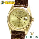ROLEX ロレックス 1803 デイデイト 39番台7桁 1973年 cal.1556 K18YG シャンパン 純正クロコベルト ヴィンテージ トリチウム 高級 紳士用 腕時計 無垢【中古】