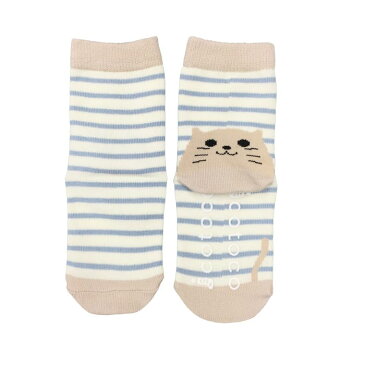 baby socks［ベビーソックス］アニマル・ねこ（かかと）10~12cm / 13~15cm 滑り止め付き【1000円(税抜)以上お買い上げでネコポス送料無料！】オーガニックコットン ソックス 動物 猫 ベビー キッズ 男の子 女の子 子供服 靴下 イコトコ[icotoco]オリジナル