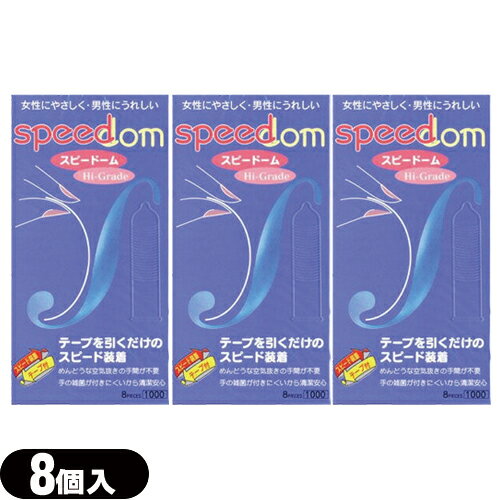 ◆【最強翌日配送対応商品】【スピード装着テープ式】【男性向け避妊用コンドーム】ジャパンメディカル スピードーム1000(Speedom)(8個入り) × 3個セット【C0069】 - めんどうな空気抜きの手間が不要 ※完全包装でお届け致します。【smtb-s】