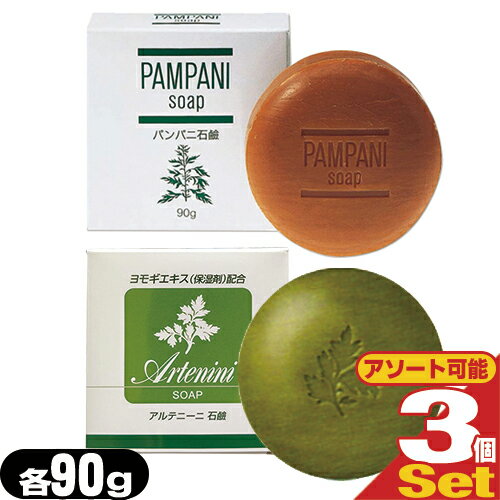 【ネコポス送料無料】【ヨモギエキス配合】アンズコーポレーション よもぎ石鹸 90gx3個セット (アルテニーニ石鹸・パンパニ石鹸から選択) - マイルドな泡立ちで、肌を清浄にしっとりとしたうるおいを残します。【smtb-s】