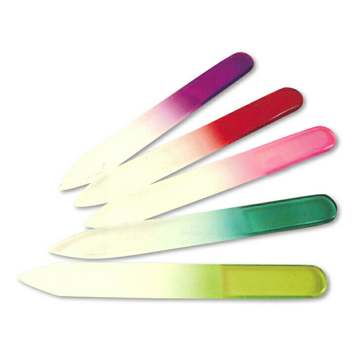 【あす楽発送 ポスト投函！】【送料無料】【爪やすり】グラスネイルファイル(Glass Nail File) ソフトケース付きx5個 セット - 5色のカラーバリエーション!洗って何度も使える【ネコポス】【smtb-s】