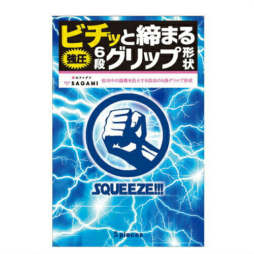 ◆【当日出荷(土日祝除)】【メール便(日本郵便) ポスト投函 送料無料】【避妊用コンドーム】相模ゴム工業 SQUEEZE!!!(スクイーズ) 5個入りx2個 セット(計10個) - ギュッ、ビチッと締まる強圧6段グリップ形状 小さめ Sサイズ ※完全包装でお届け致します。【smtb-s】