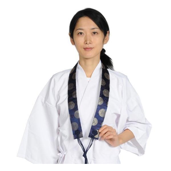 輪袈裟（銀襴・上）　菊柄　紺色