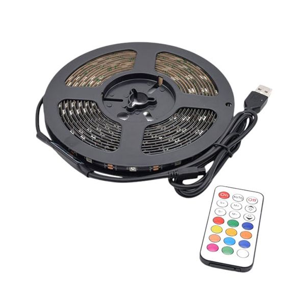 日本トラストテクノロジー USBテープLED 5m 流れる光のイルミネーション RGB リモコン付き TPLED5M-RGBB-R