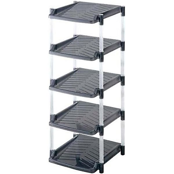 【2個セット】 平和工業 クリスタルシューズラック 5段 グレイ