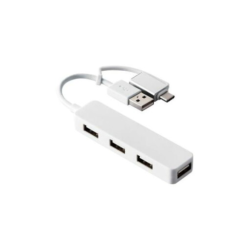 エレコム USB ハブ USB2.0 バスパワー スティックタイプ ケーブル長7cm ホワイト U2H-CA4003BWH エレコム USB ハブ USB2.0 バスパワー スティックタイプ ケーブル長7cm ホワイト U2H-CA4003BWH