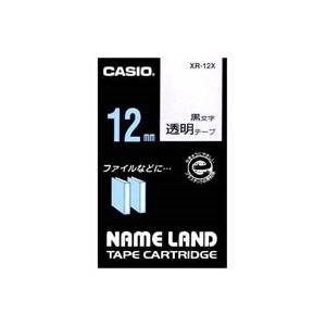(まとめ)カシオ CASIO 透明テープ XR-12X 透明に黒文字 12mm【×5セット】