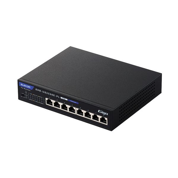エレコム1000BASE-T対応 PoEスイッチングハブ 8ポート RoHS指令準拠(10物質) EHB-UG2C08E-PL 1台