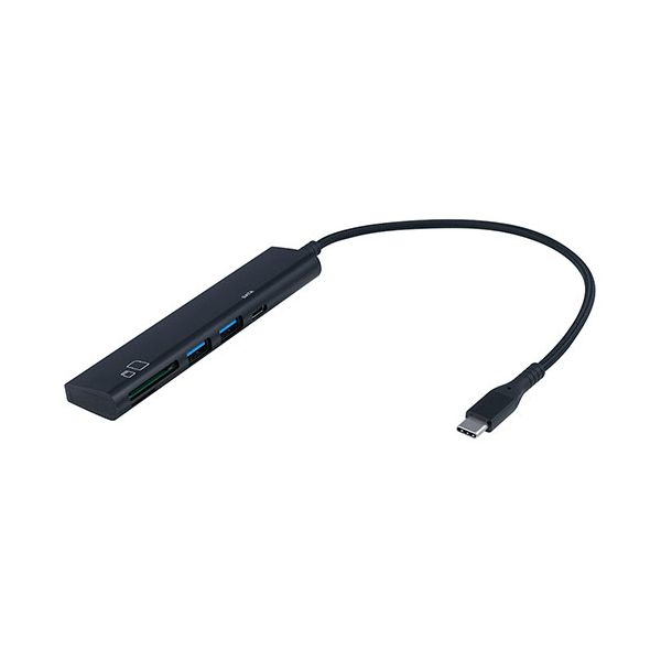ナカバヤシ USB3.2Gen1Type-C3ポート(Cx1 Ax2)&SDカードリーダー・ライターアルミコンボハブ ブラック COM-C3SD143BK