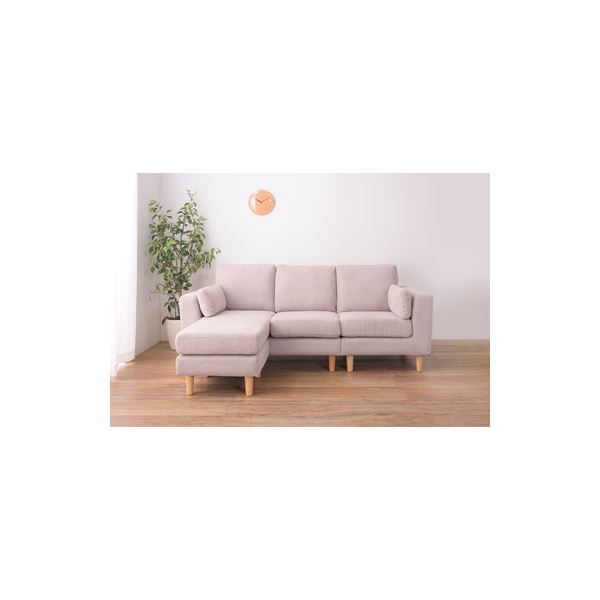 カウチソファー セット 約幅190cm ベージュ 木製フレーム 組立品 リビング ダイニング インテリア家具 ..