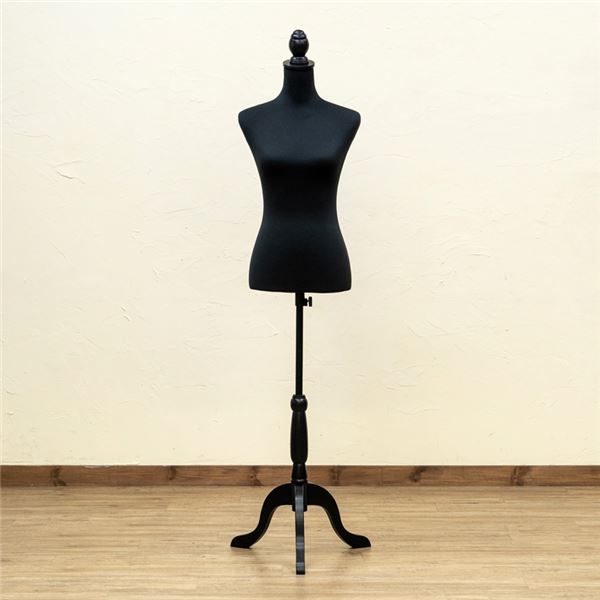 洋裁用トルソー 約幅42×奥行42×高さ132～163cm ブラック ボディ：強化発泡スチロール 生地：ポリエステ..