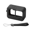 エレコム GoPro HERO9 Black用 シリコンケース ハンドストラップ付き アクションカメラ ゴープロ9 ブラック AC-GP9BSSCBK(2)