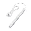 (まとめ) エレコム 磁石付き10口タップ 2P ホワイト 3m T-H0203WH 1個 【×2セット】