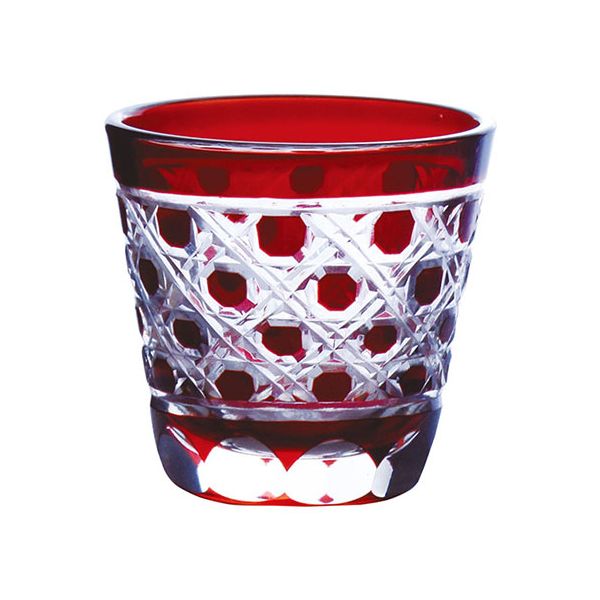 ヤマコー 用美 業務用 夢切子 小付 赤 yamaco26186