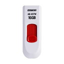 (まとめ)アドテック USB2.0スライド式フラッシュメモリ 16GB ホワイト/レッド AD-USTW16G-U2R 1個【×10セット】(2)