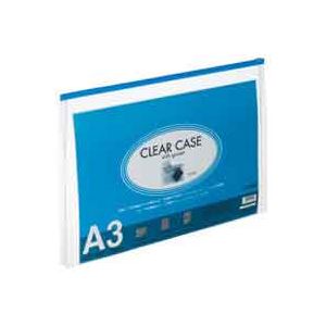 (業務用5セット) LIHITLAB クリアケース/クリアポーチ 【A3/ワイドマチ付き】 F71SM-11藍