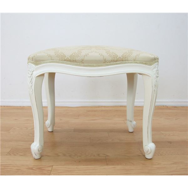 アンティーク調猫足スツール/腰掛椅子 【ホワイト】 木製 『フランシスカ』 高さ45cm 【完成品】