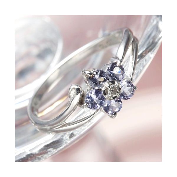 K10WG（ホワイトゴールド）タンザナイトリング 7号(4)