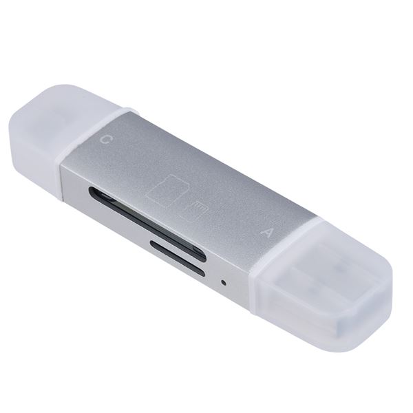 Digio2 USB3.2Gen1 Type-C&A アルミカードリーダー/ライター CRW-DC3SD92SL シルバー