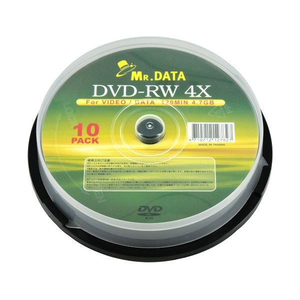 (܂Ƃ)C DVD-RW 4.7GB 10Xsh f[^p 4{Ή [J[[x MR.DATA DVD-RW47 4X10PSy~5Zbgz