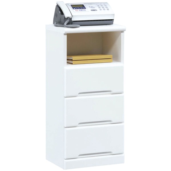 電話台 サイドチェスト 幅40cm 4段 ホワイト オープン収納棚付き 日本製 Creap4 クリープ4 リビング 完..