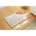 室内用 玄関マット/フロアマット 【北欧調 オレンジ 約45×75cm】 防滑加工 マイクロファイバー 〔入口 リビング〕【代引不可】