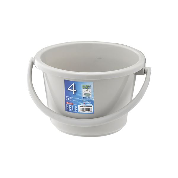 【20セット】 ポリバケツ/清掃用品 【4WB】 ライトグレー 丸型 『ベルク』 〔家庭用品 掃除用品 業務用..