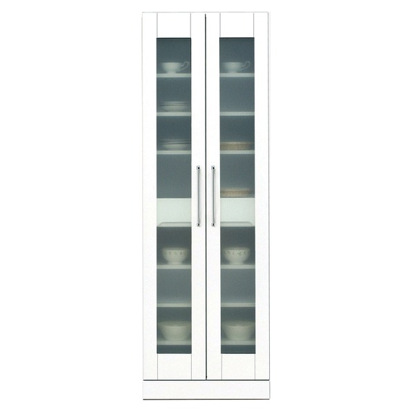 食器棚 キッチン収納 幅60cm ホワイト 上置き付き 飛散防止ガラス扉 可動棚付き 日本製 上扉耐震ラッチ付 完成品 玄関渡し【代引不可】