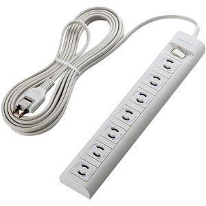 エレコム OAタップ／2P／7個口／マグネット／抜け止め／スイッチ／5.0m T-Y3A-2750WH