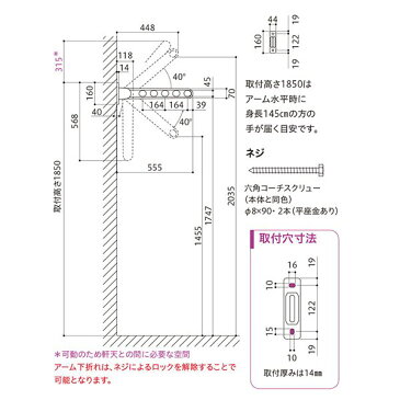 【2本セット】 洗濯用具/物干し金物 【窓壁用 ダークブロンズ】 角度調節可 川口技研 『ホスクリーン』 HK-55-DB 〔竿 ベランダ〕 送料込！