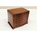 ジュエリーボックス/ジュエリーケース 木製/ミラー/フエルト張り 幅34cm ブラウン【代引不可】 送料無料!