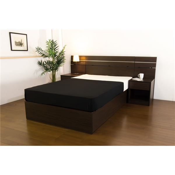 ホテルスタイルベッド ダブル SGマーク付国産ポケットコイルスプリングマットレス付 【ダークブラウン..