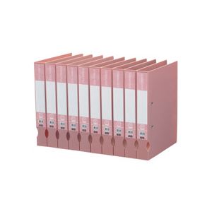 （まとめ） TANOSEE Dリングファイル（再生PP表紙） A4タテ 2穴 300枚収容 背幅43mm ピンク 1セット（10冊） 【×2セット】