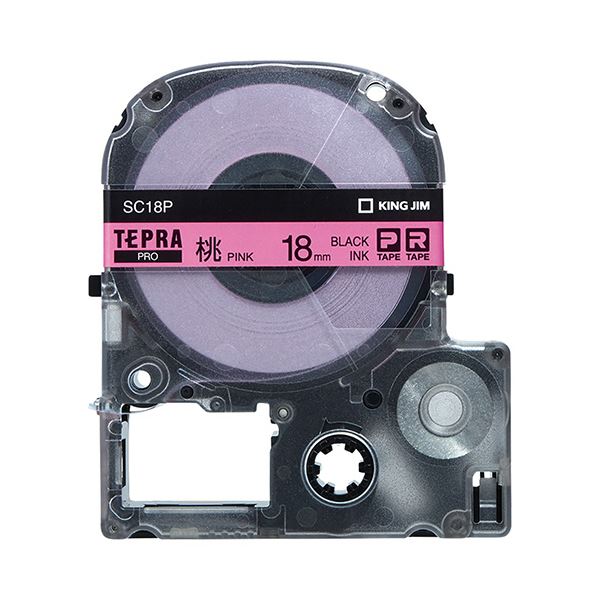 (まとめ) キングジム テプラ PRO テープカートリッジ パステル 18mm ピンク/黒文字 SC18P 1個 【×4セット】