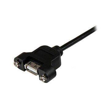 （まとめ）StarTechUSB2.0パネルマウント型ケーブル 30cm パネルマウント用USB Aポート(メス)-USB Aポート(オス) ブラックUSBPNLAFAM1 1本【×5セット】