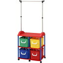 子供用 ハンガーラック/衣類収納 【4W型】 66×44.5×154.5cm 日本製 キャスター付き ステンレス巻きパイプ 〔リビング〕【代引不可】|詳細画像