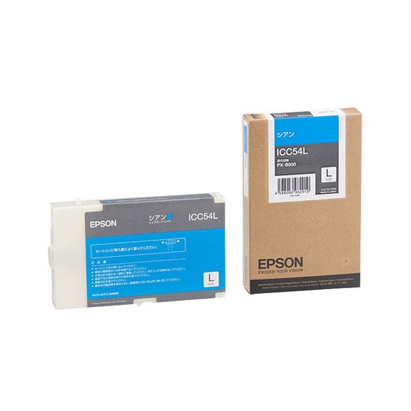 (まとめ) エプソン EPSON インクカートリッジ シアン Lサイズ ICC54L 1個 【×10セット】