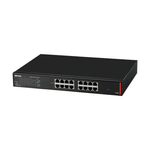 バッファロー 法人向け Giga対応PoE Layer2 スマートLiteスイッチ 16ポート ブラック BS-GSL2016P 1台 バッファロー 法人向け Giga対応PoE Layer2 スマートLiteスイッチ 16ポート ブラック BS-GSL2016P 1台