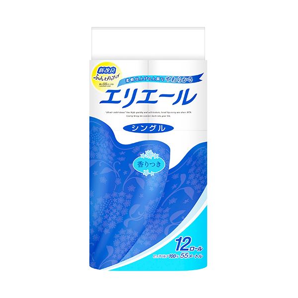 （まとめ）大王製紙 エリエールトイレットティシュー シングル 55m 1セット（72ロール：12ロール×6パック） 【×3セット】 1