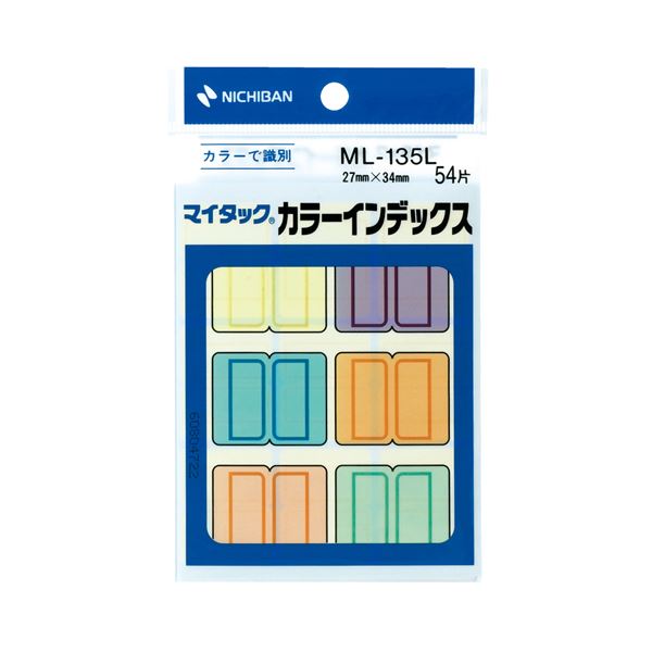 （まとめ） ニチバン マイタック カラーインデックス大 27×34mm 6色 ML-135L 1パック（54片：各色9片） 【×50セット】