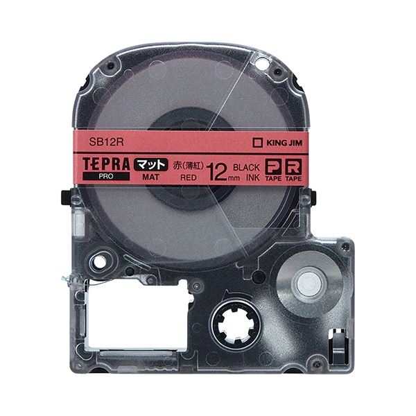 (まとめ) キングジム テプラ PRO テープカートリッジ マットラベル 12mm 赤(薄紅)/黒文字 SB12R 1個 【×10セット】