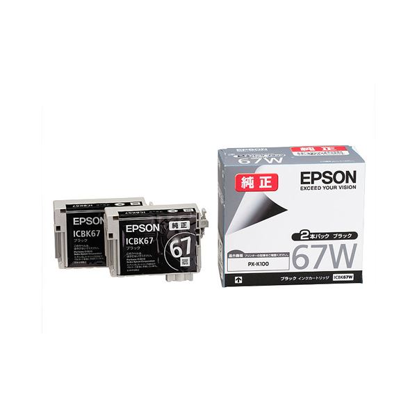 (まとめ) エプソン EPSON インクカートリッジ ブラック ICBK67W 1箱(2個) 【×10セット】