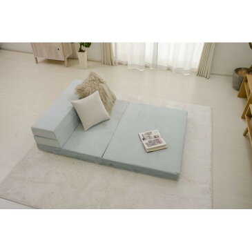 折りたたみ ソファー マットレス 【シングル ブルー】 幅100cm 厚み10cm 本体:日本製 ウレタンフォーム 〔リビング 寝室〕【代引不可】 送料無料!