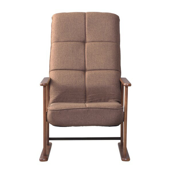 パーソナルチェア 高座椅子 幅56cm M ブラウン 木製 スチール リクライニング 肘付き 高さ調節 折りたたみ 組立品 リビング